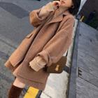 Set: Open Front Coat + Mini A-line Pinafore Dress