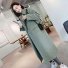 Lapel Collar Plain Woolen Coat