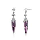 925 Sterling Silver Little Chili Earrings With Purple Austrian Element Crystal Silver - One Size