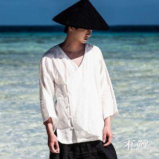 Wrap Front 3/4 Sleeve Shirt