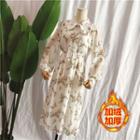 Floral Print Tie-neck Long-sleeve Midi Chiffon Dress