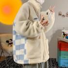 Checkered Faux Shearling Jacket