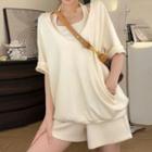 Set: Elbow-sleeve T-shirt + Halter Neck Tank Top + Shorts