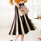 Striped Midi Flared Skirt