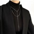 925 Sterling Silver Layered Y Necklace 925 Silver - Silver - One Size