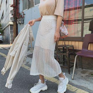 Crochet Knit Midi Skirt