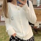 Long-sleeve Plain Bear Embroidered Cardigan