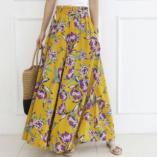 Floral Flared Wide-leg Pants