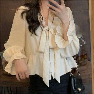 Bell-sleeve Ribbon Blouse
