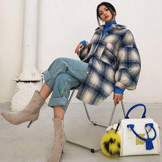 Oversized Long Plaid Flannel Shirt