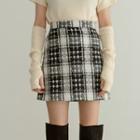 Tweed Plaid A-line Miniskirt
