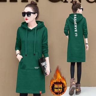 Fleece-lined Lettering Hooded Dress