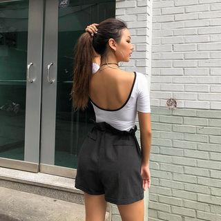 Scoop-back Contrast-trim Top
