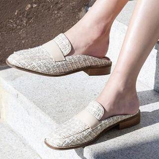 Plaid Square-toe Mules