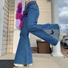Butterfly Print Bell Bottom Jeans