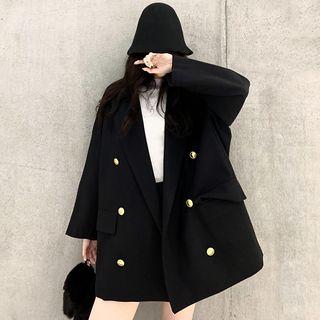 Double-breasted Oversize Blazer Black - One Size