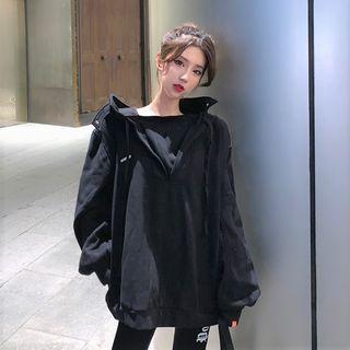 Tie-neck Hoodie Black - One Size