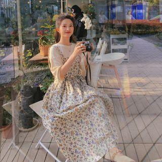 Small Floral Shoulder Strap Maxi Dress