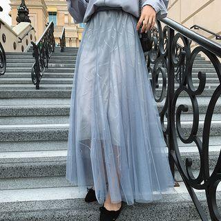Maxi Mesh A-line Skirt
