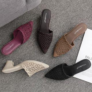 Chunky-heel Cut-out Mules