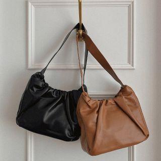 Snap-button Ruched Shoulder Bag