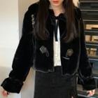 Toggle-front Fluffy Jacket