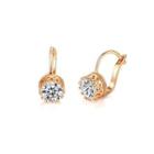 Fashion Simple Plated Rose Gold Geometric Round Cubic Zirconia Earrings Rose Gold - One Size