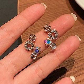 Rhinestone Earring 1 Pair - 925 Silver - Gold - One Size