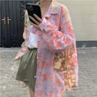 Color Block Floral Shirt / Lace Panel Tank Top / Wide-leg Shorts