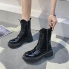 Faux Leather Platform Mid-calf Boots