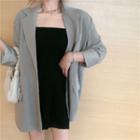 Plain Loose-fit Blazer / Off-shoulder Pleated Dress