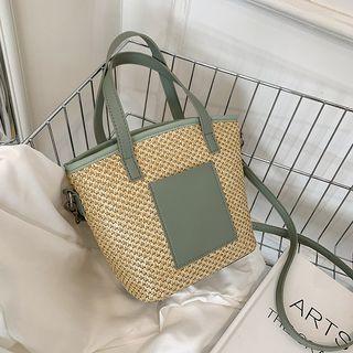 Paneled Woven Crossbody Bag