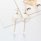 Shell Disc Alloy Hoop Faux Pearl Dangle Earring 1 Pair - Gold - One Size