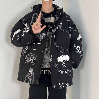 Long Sleeve Cartoon Print Padded Jacket