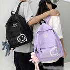 Lettering Smiley Face Print Backpack