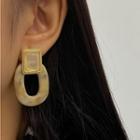 Rectangle Alloy Oval Acrylic Dangle Earring