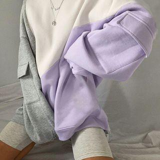 Long Sleeve Color-block Pocket Loose-fit Hoodie