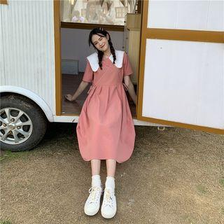 Color Panel Collar Dress