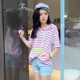 Hooded Striped T-shirt