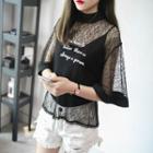 Letter Lace Short-sleeve Top