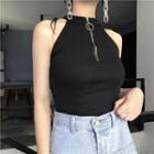Halter-neck Half-zip Top