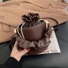 Shirred Top Handle Bucket Bag