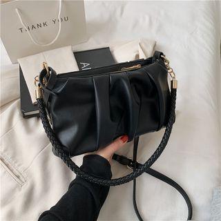 Faux Leathers Shirred Shoulder Bag