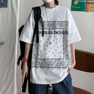 Lettering Paisley Print T-shirt / Set