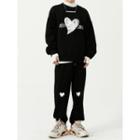 Heart Print Sweatshirt / Sweatpants