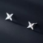 Rhinestone Star Stud Earring 1 Pair - S925 Silver Stud Earrings - Silver - One Size
