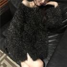 Oversized Glitter Sweater Black - One Size