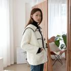 Sailor-collar Faux-shearling Jacket Ivory - One Size
