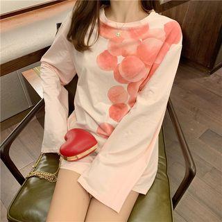 Loose-fit Peach-print T-shirt Pink - One Size