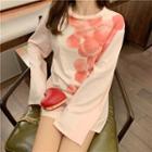 Loose-fit Peach-print T-shirt Pink - One Size